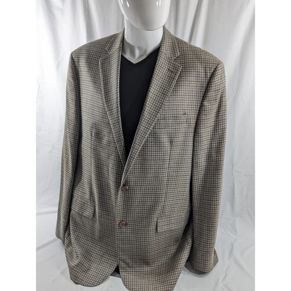 Ralph Lauren Blazer Sport Jacket Coat Silk Wool Linen Blend 44L‎ Tight Plaid EUC